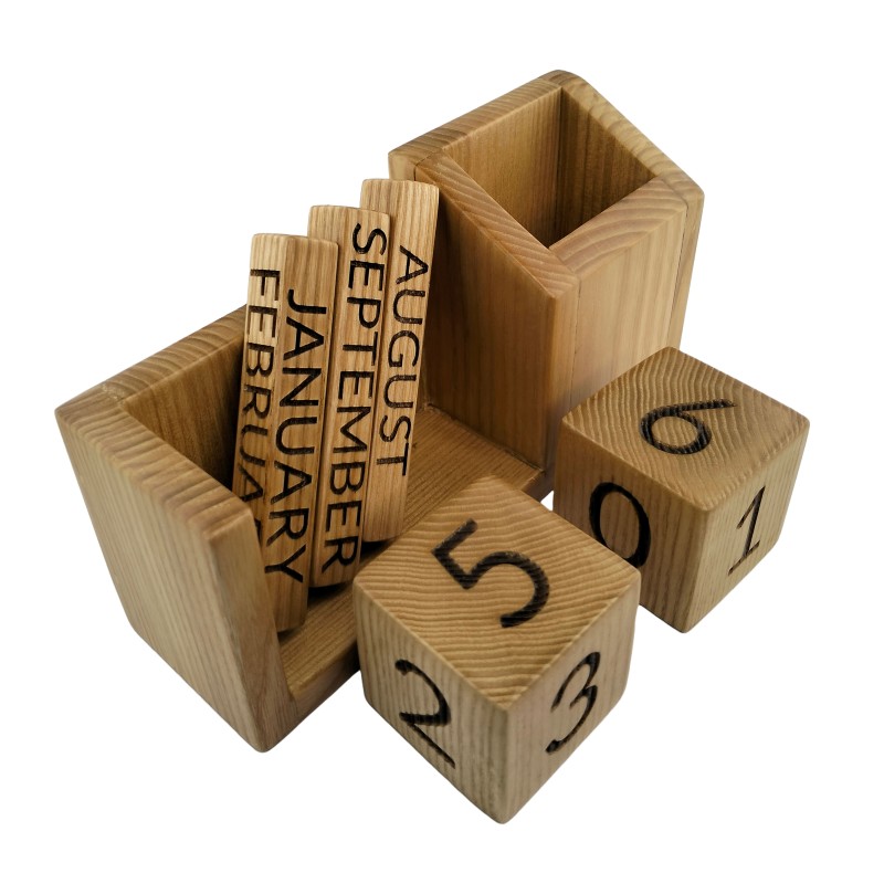 Wooden Calendar and Pen Holder